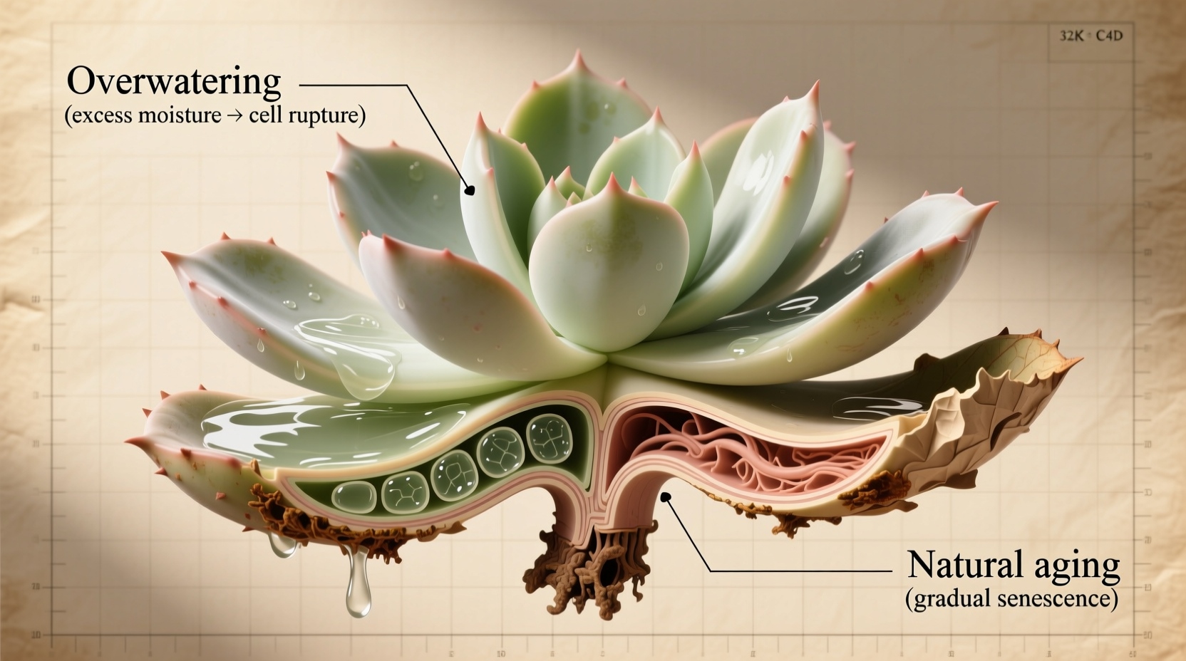 why is my succulents bottom leaves squishy overwatering vs natural aging