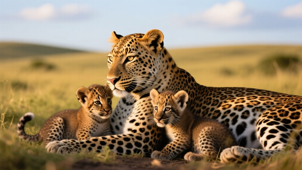 Mama Cuddling With Her Leopard Cubs Is Brightening Everyone’s Day