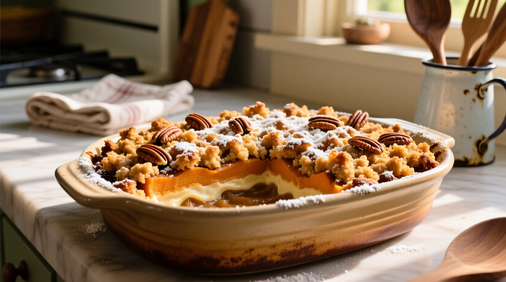 Sweet Potato Casserole with Pecan Streusel Topping