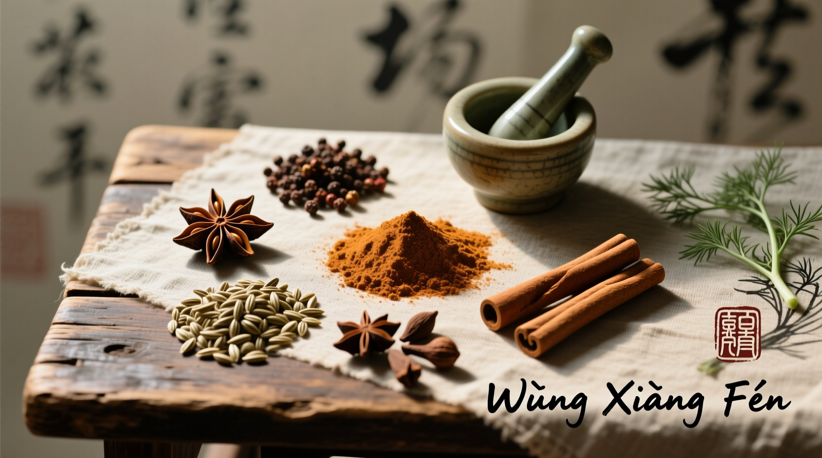 Five-spice powder ingredients arranged visually