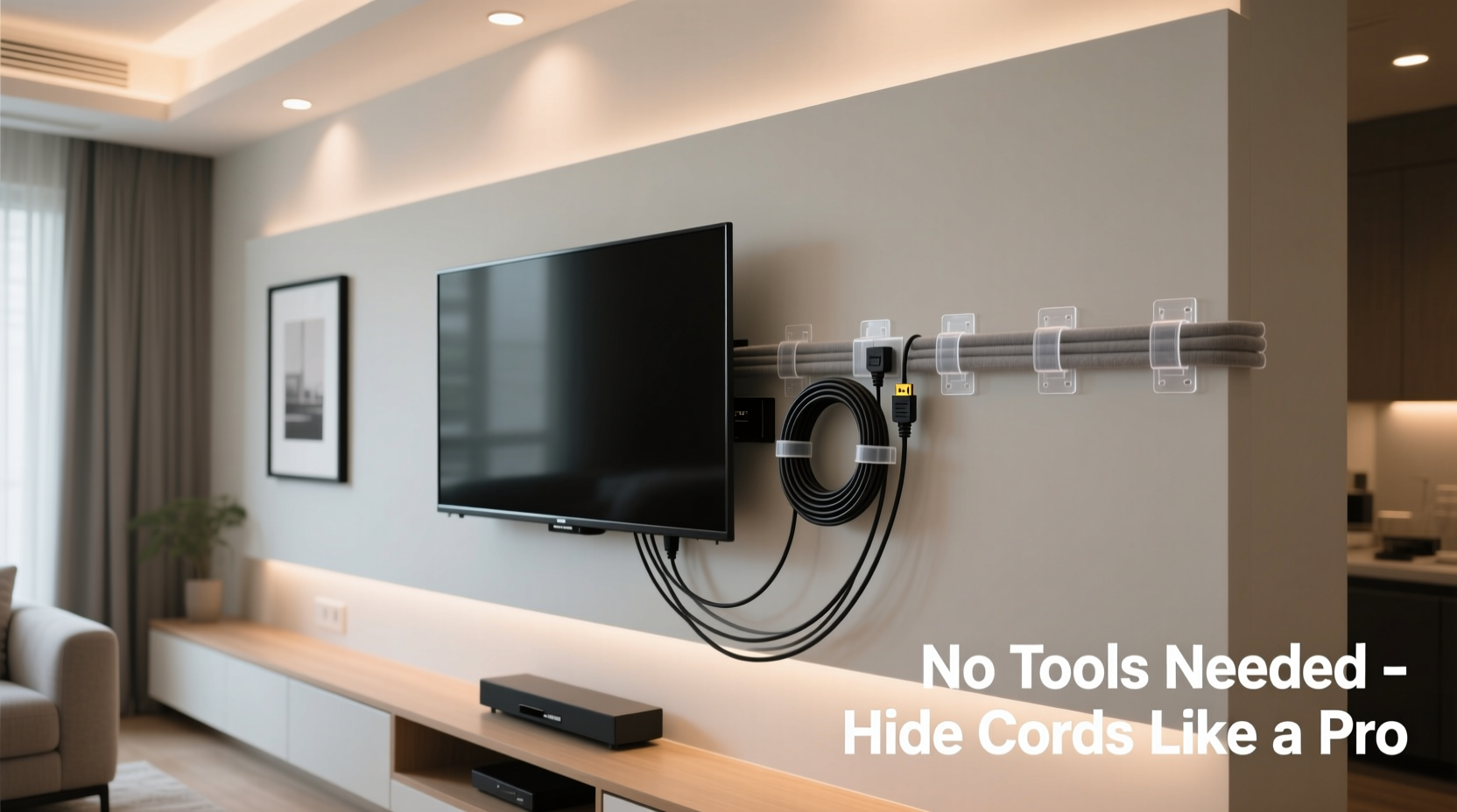 how to hide cords neatly behind your tv without tools