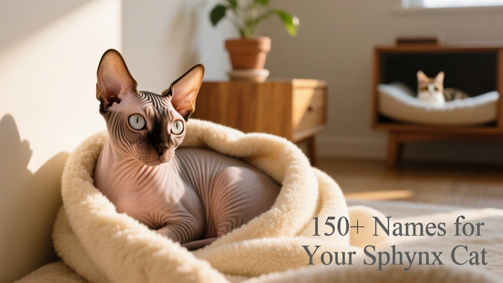 A Sphynx kitten curled up asleep on a soft blanket, highlighting its delicate features and velvety skin