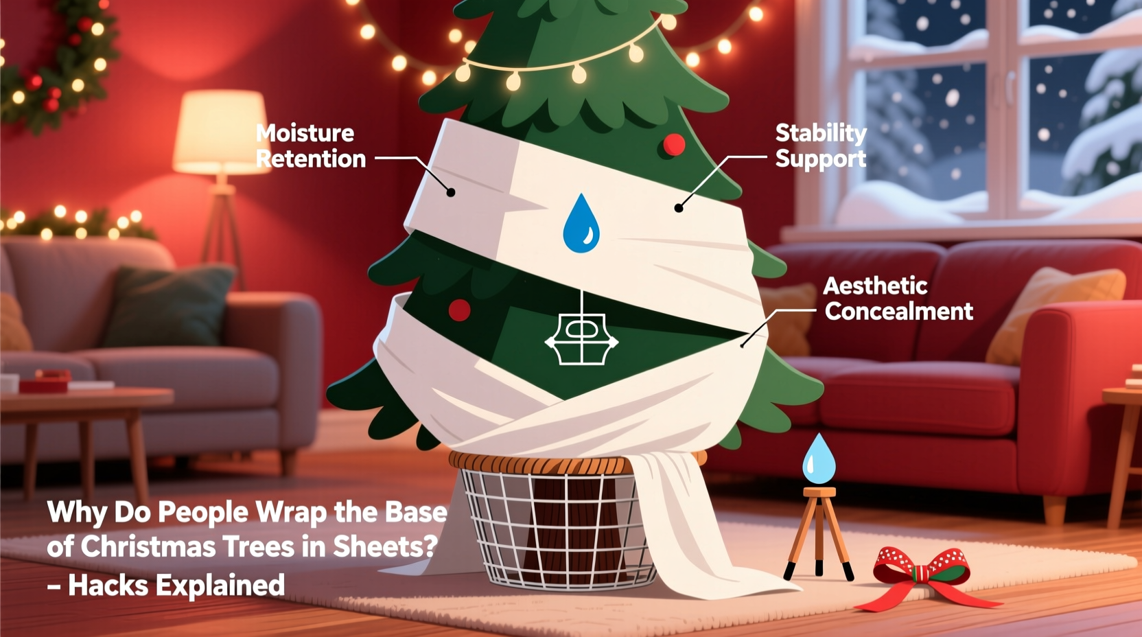why do people wrap the base of christmas trees in sheets hacks explained