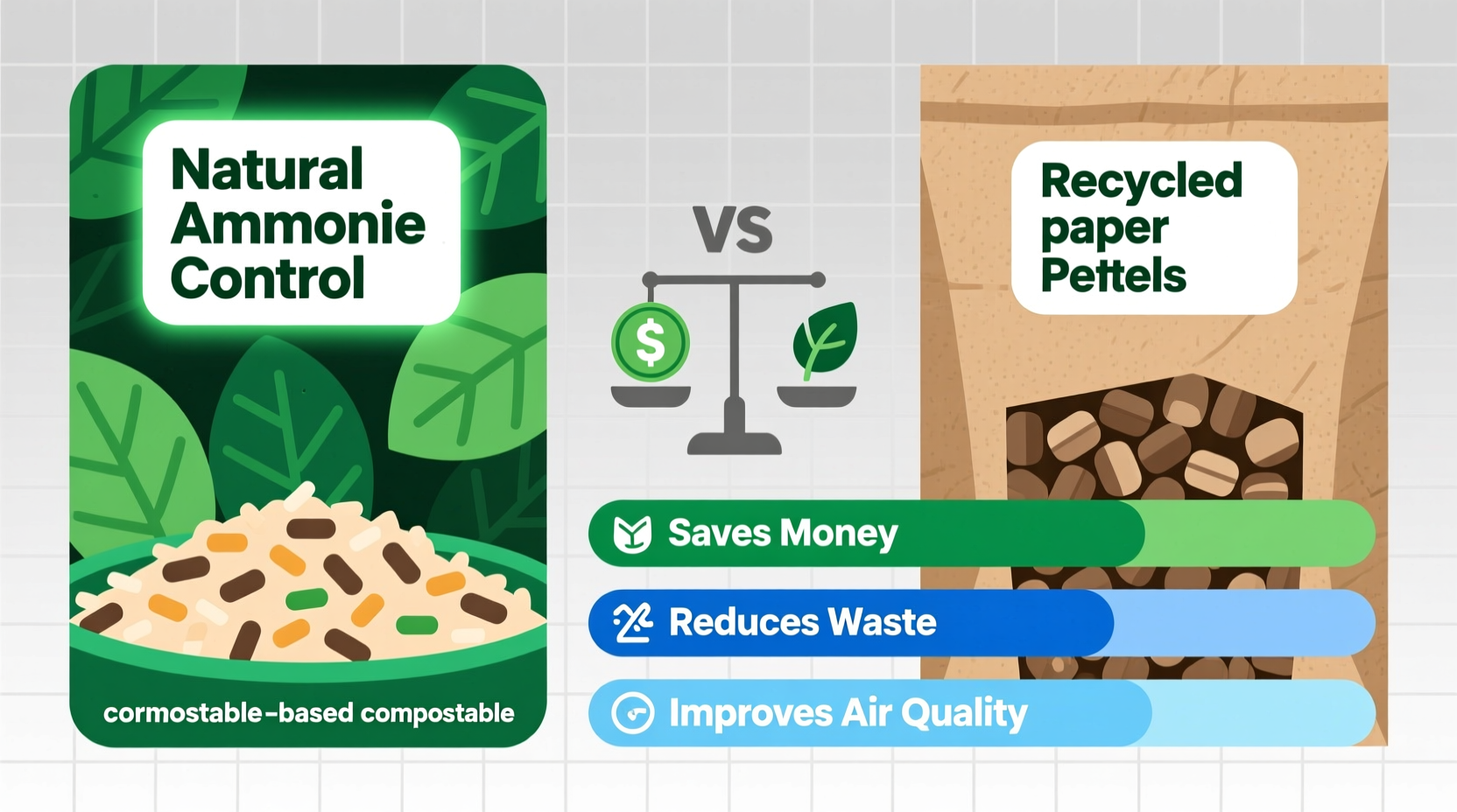 compostable vs recycled paper cat litter ammonia control