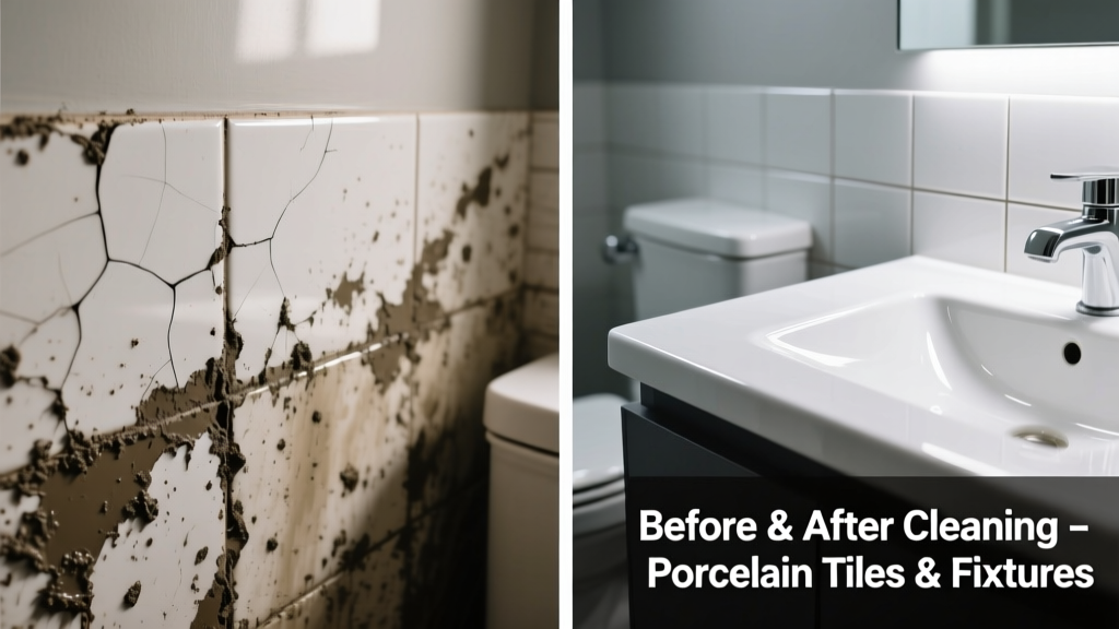 How to Remove Mud from Porcelain Tiles and Fixtures
