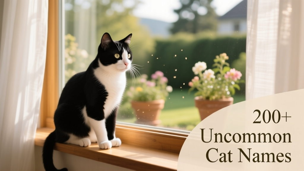 A curious tuxedo cat sitting on a sunlit windowsill, gazing thoughtfully outside