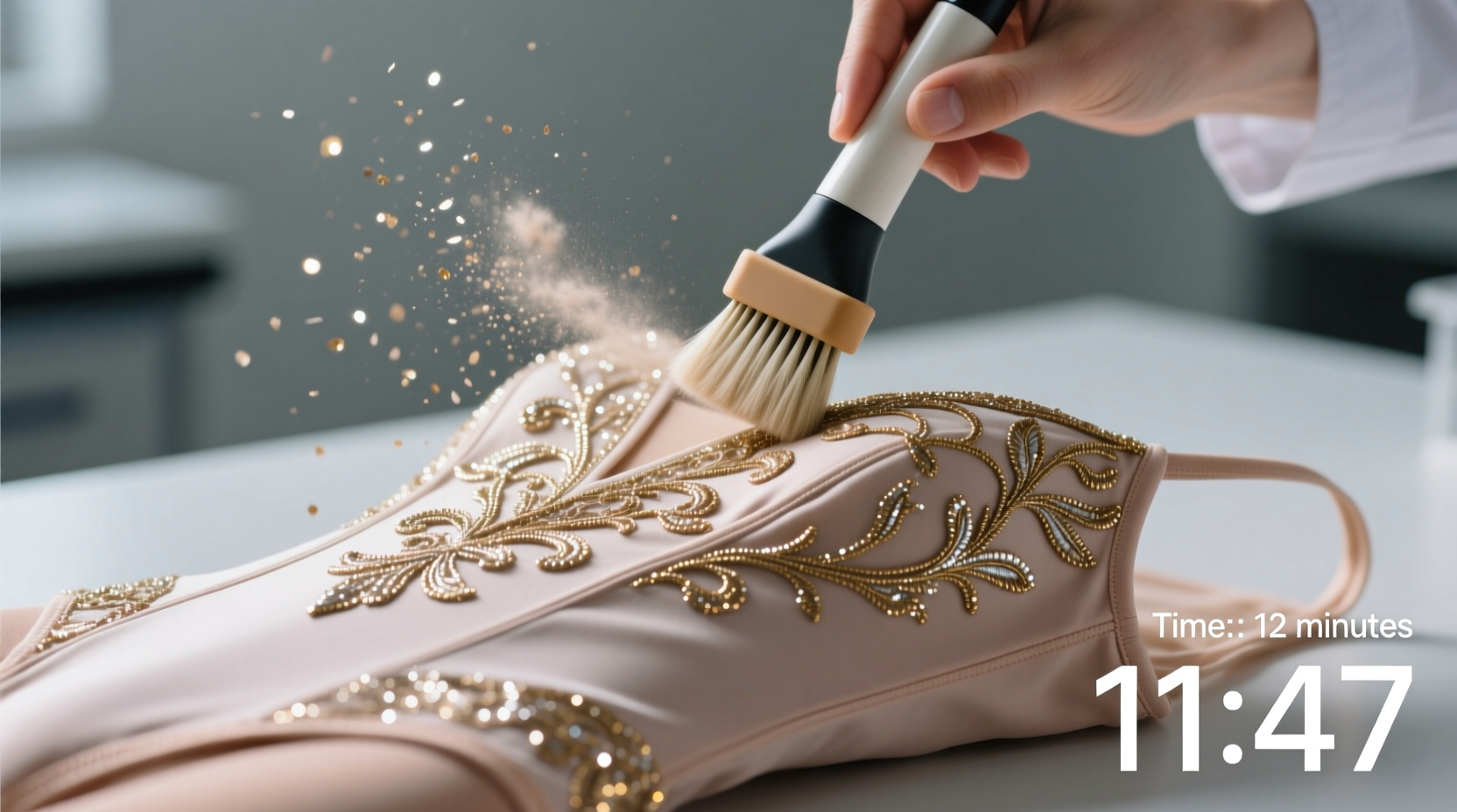 glitter removal for leotards without damaging metallic thread