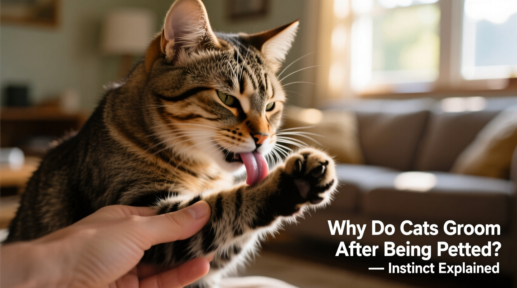 why do cats groom themselves right after being petted instinct explained