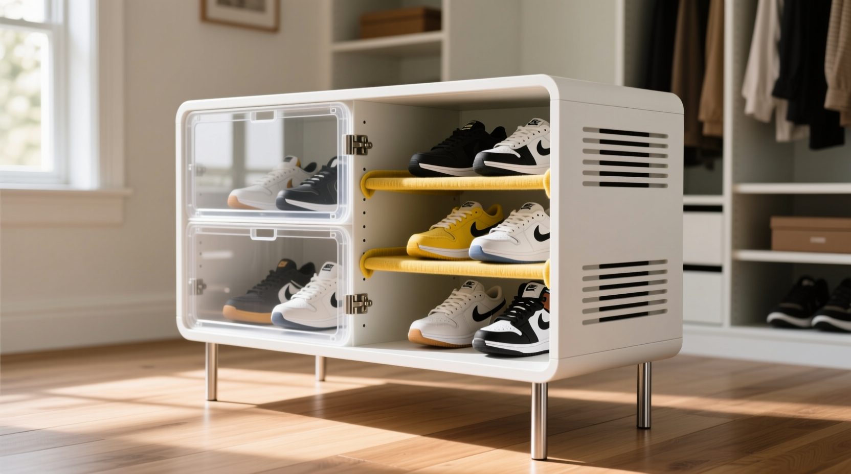 ventilated shoe cabinet for sneaker collectors