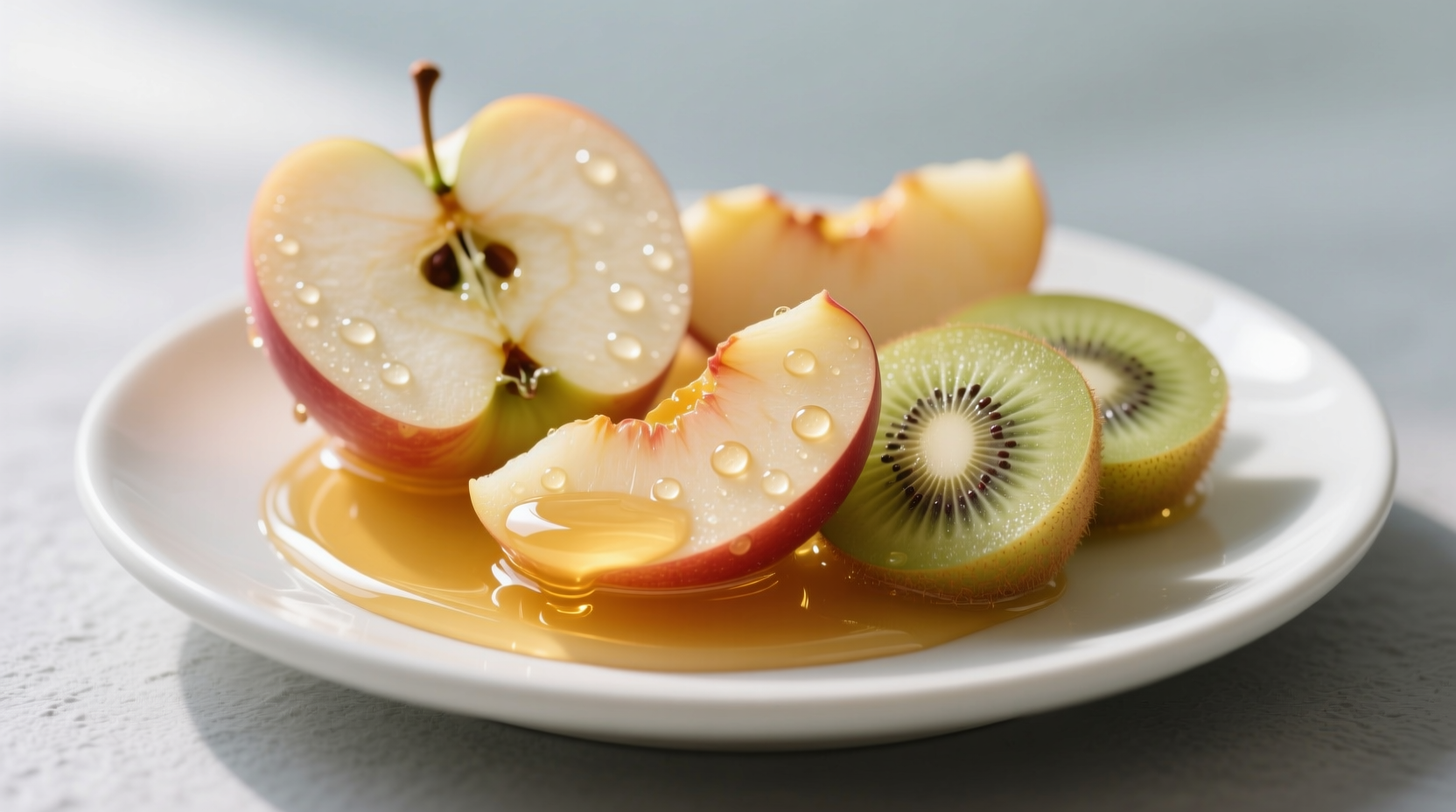 give sliced fruit a quick honey water bath to keep brow