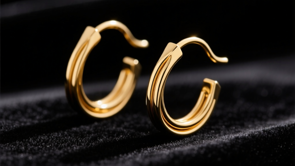 Macro shot of 18k yellow gold French wire earring hooks on dark velvet, highlighting the smooth 20-gauge curve.