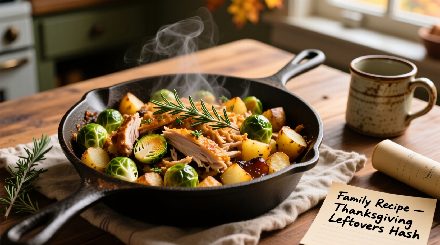 thanksgiving leftovers brussels sprout potato turkey hash recipe
