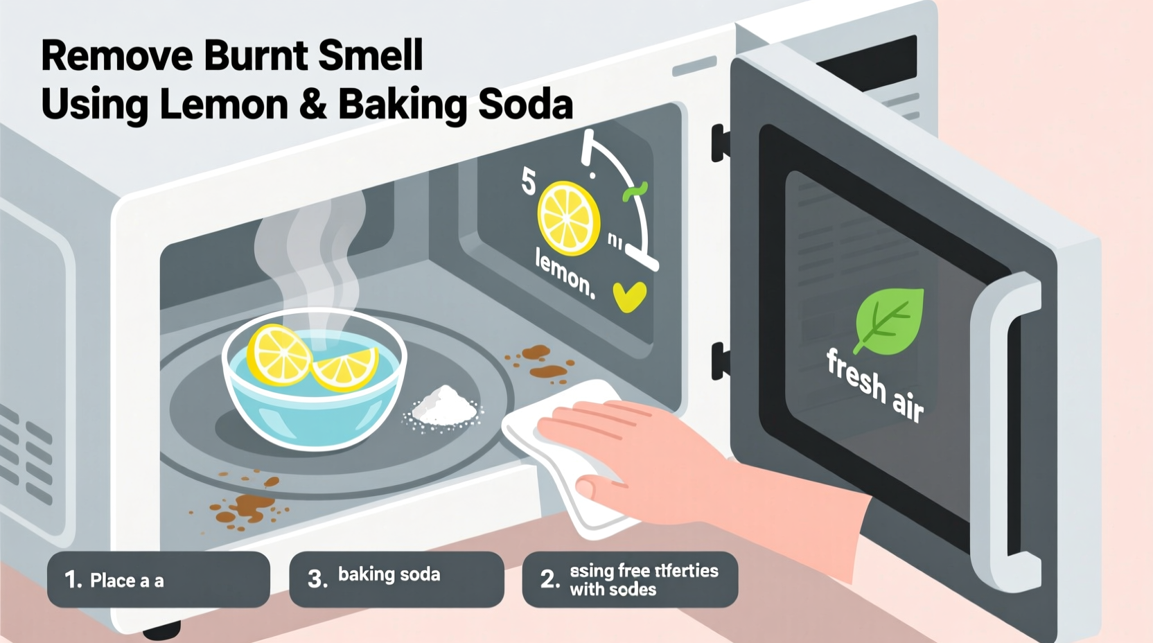 how to remove burnt smell from microwave using lemon and baking soda