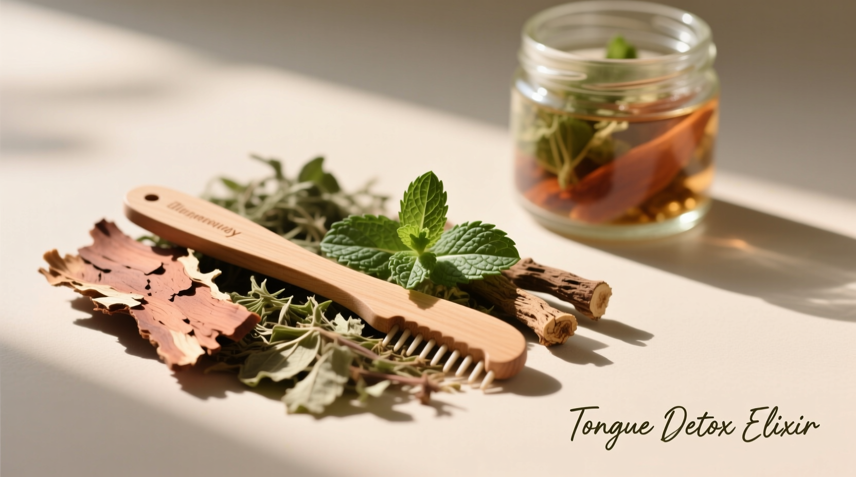 Tongue scraper and natural remedies for bad taste
