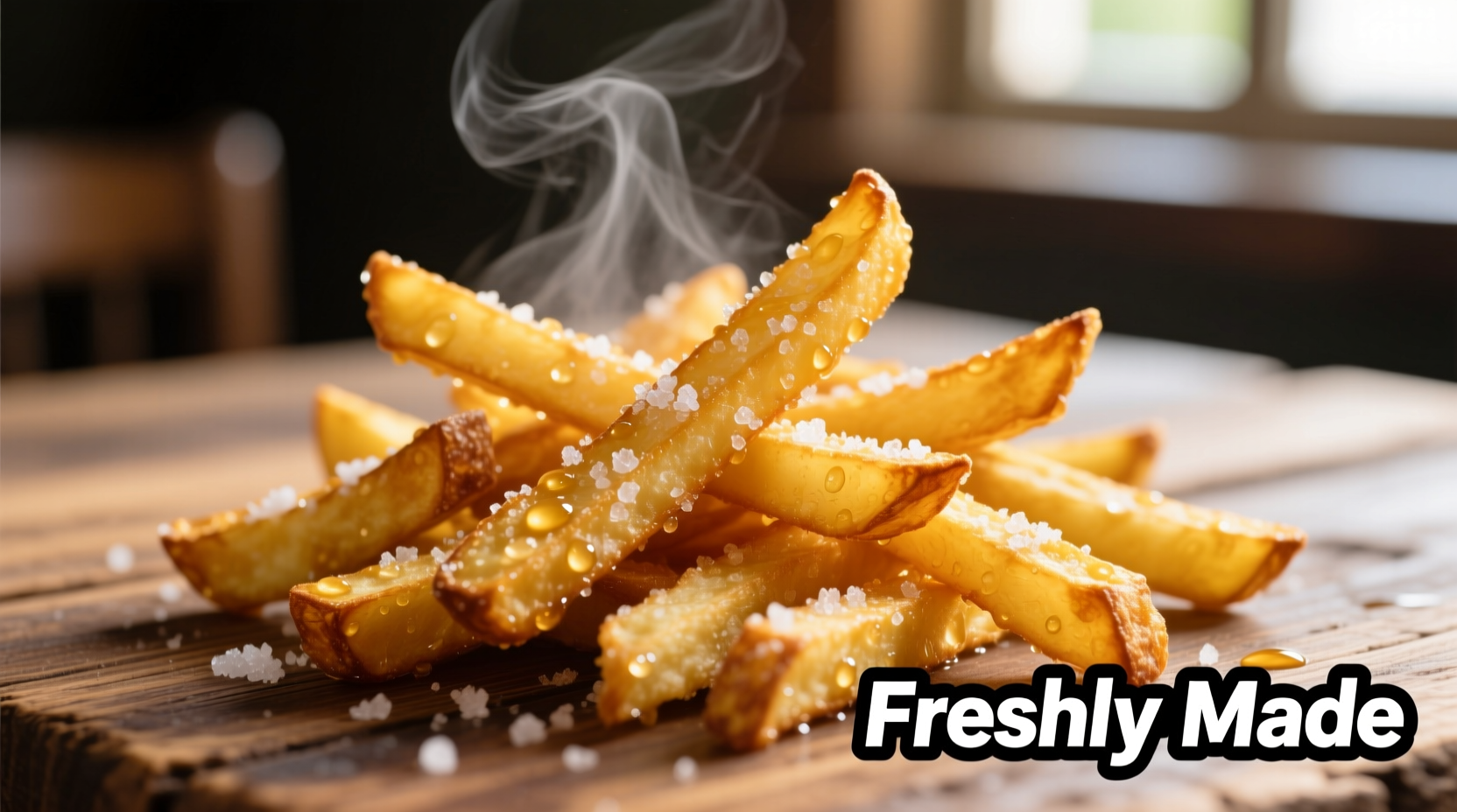 Freshly made JoJos potatoes with golden crisp exterior