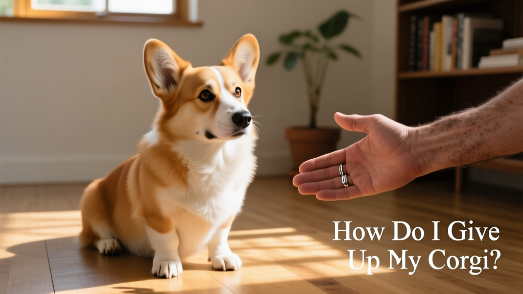 A gentle, well-groomed Corgi sitting calmly beside a person’s hand