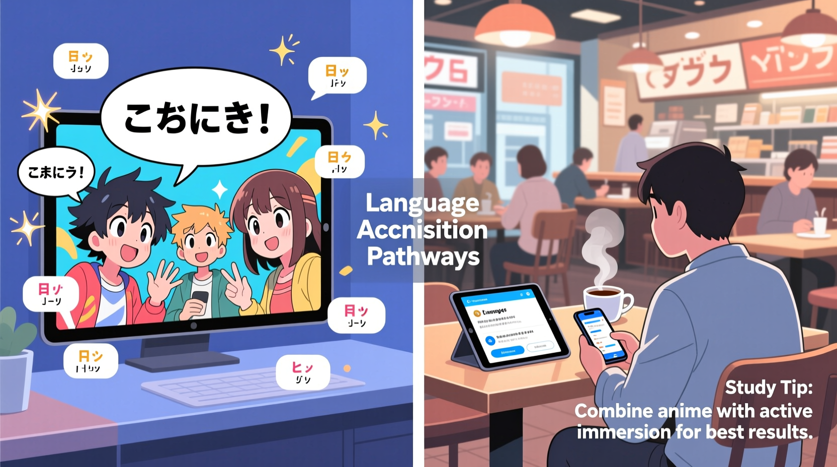 can watching anime improve language skills or is immersion necessary