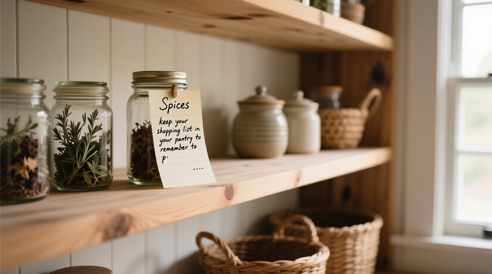 keep your shopping list in your pantry to remember to p