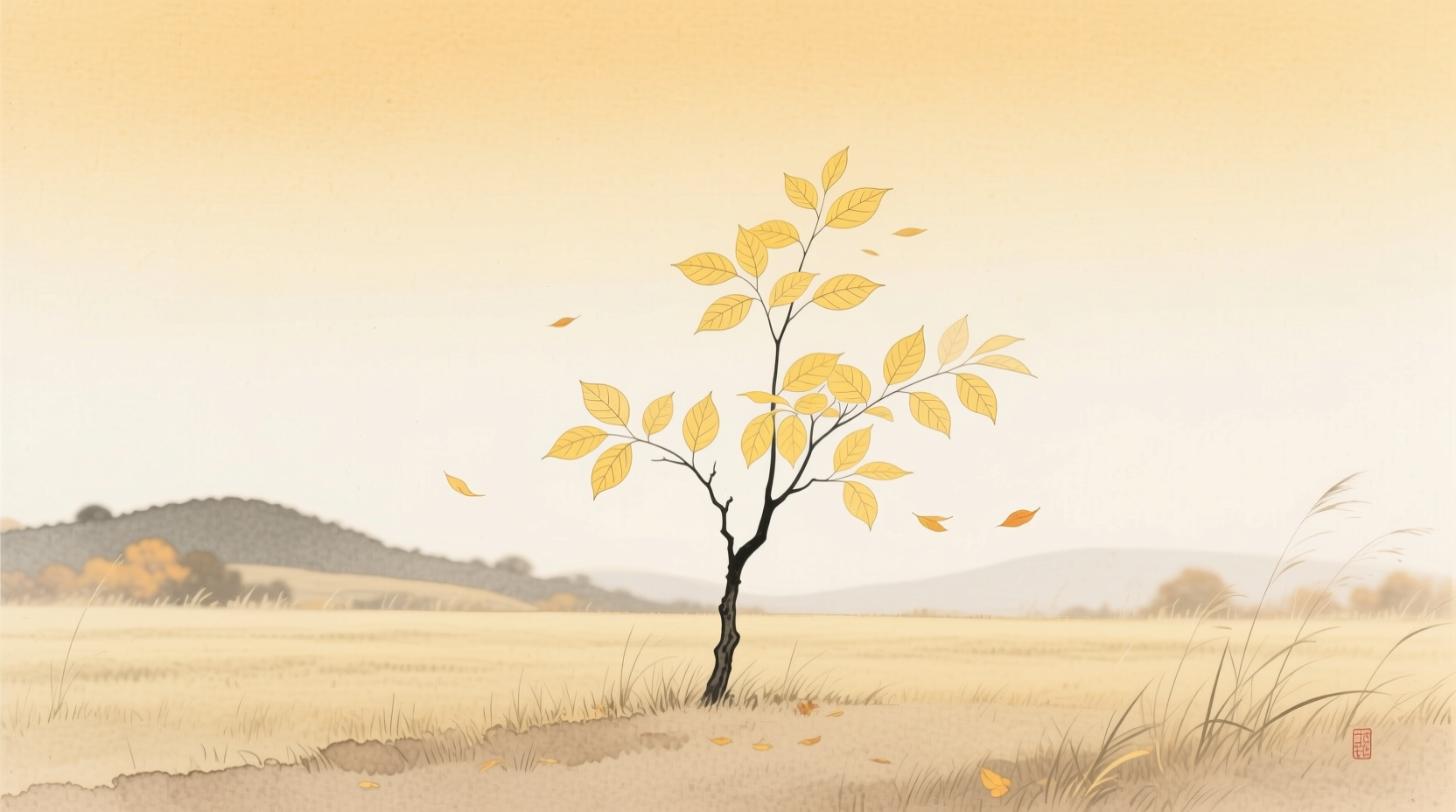 small tree yellow leaves