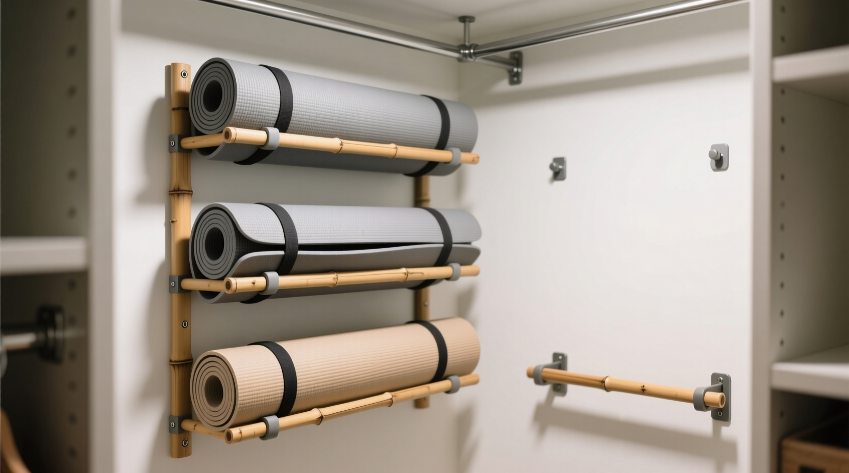 yoga mat storage in narrow closets