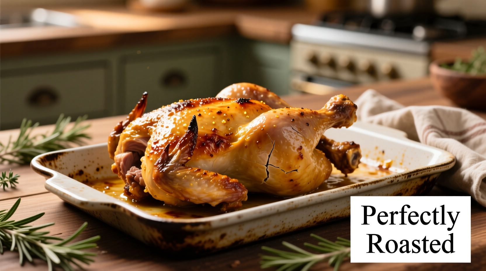 Perfectly roasted golden chicken thighs on baking sheet