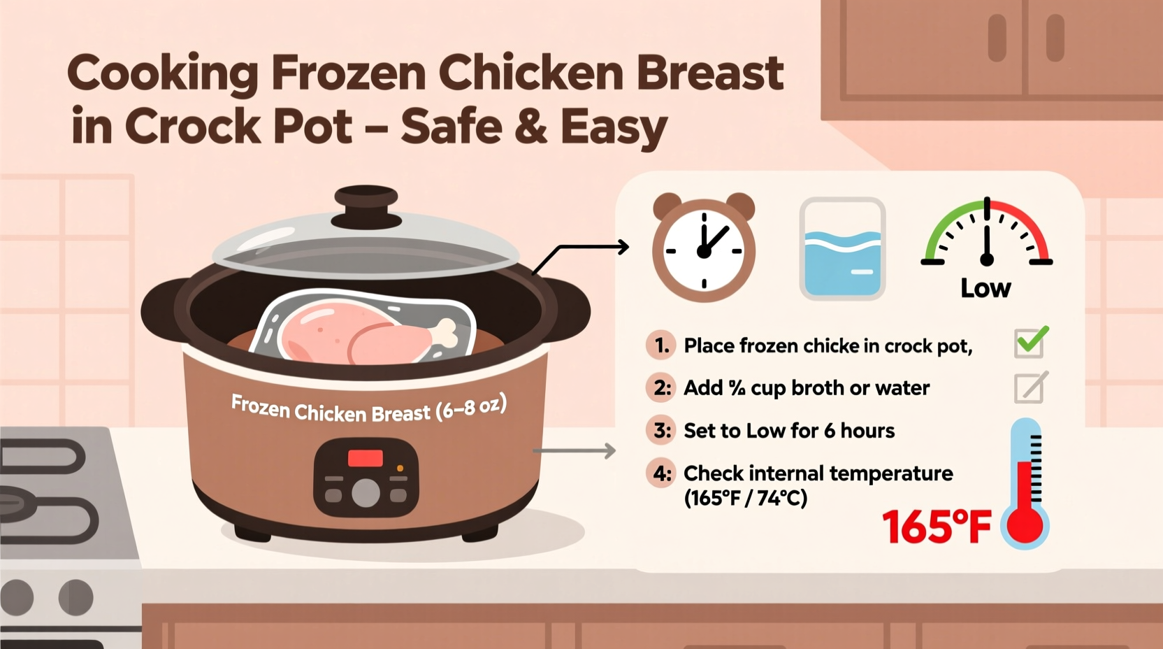 how long cook frozen chicken breast in crock pot