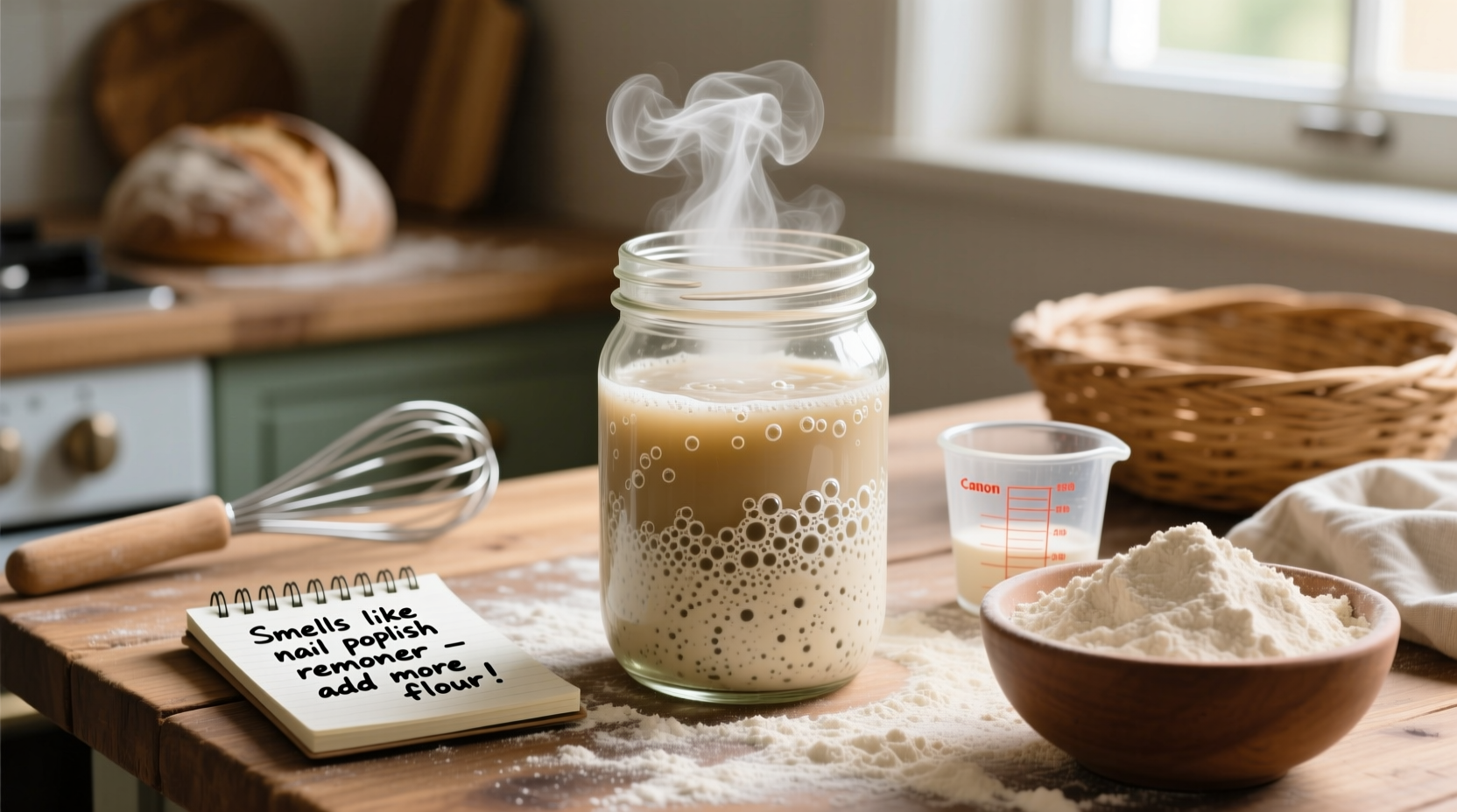 mastering sourdough starter how to fix a bubbly mixture that smells like acetone
