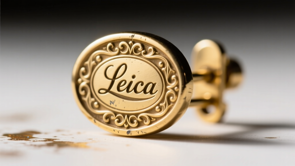 Extreme macro close-up of the oval hallmark stamped on the back of a vintage gold-tone earring clip mechanism in bright light.