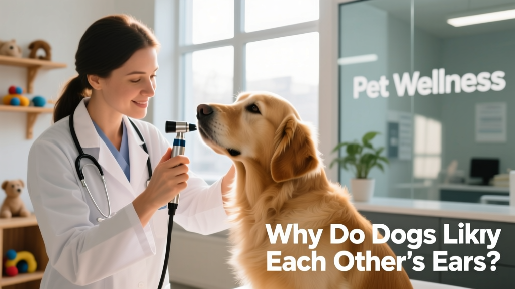 A veterinarian examining a dog's ear during a routine checkup