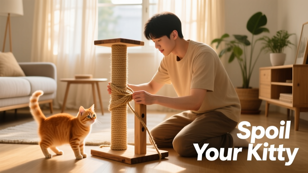 Spoil Your Kitty By Making a DIY Cat Scratching Post