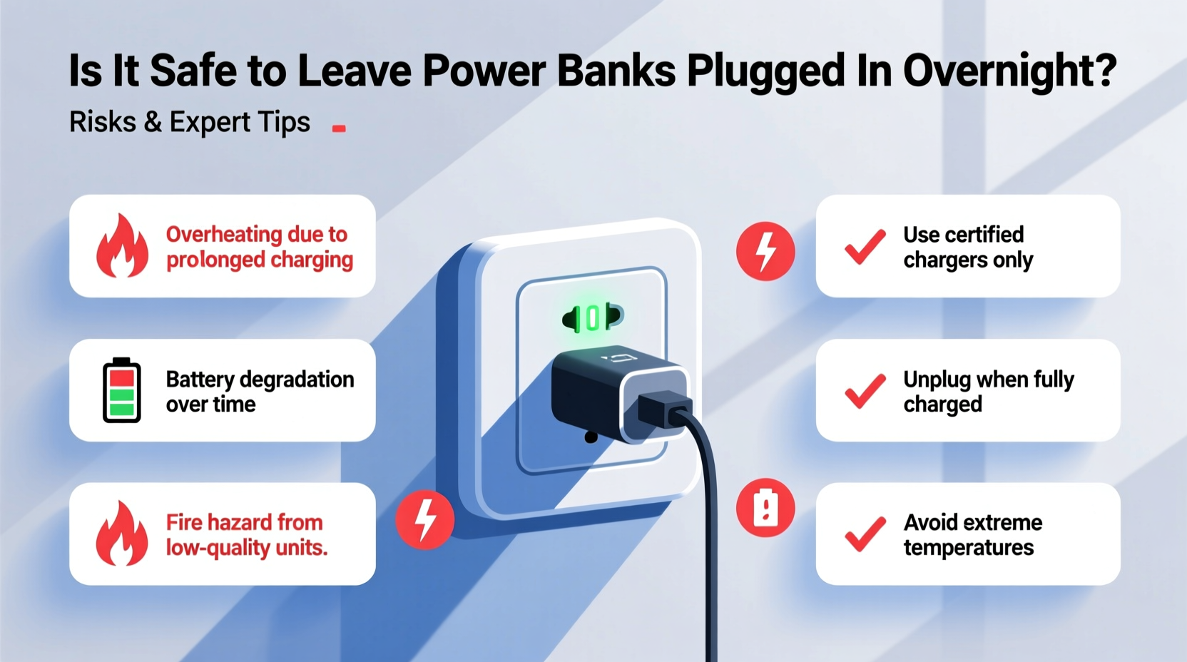 is it safe to leave power banks plugged in overnight risks and tips