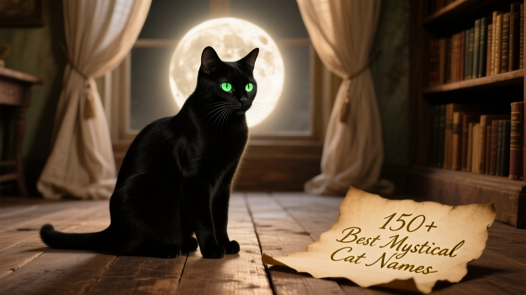 A sleek, enigmatic cat gazing into the distance with soft moonlight glowing behind them