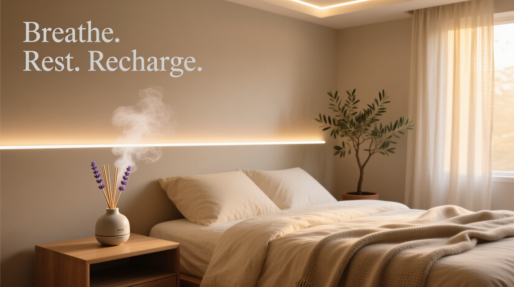 how to create a calming bedroom vibe using scent diffusers and soft lighting
