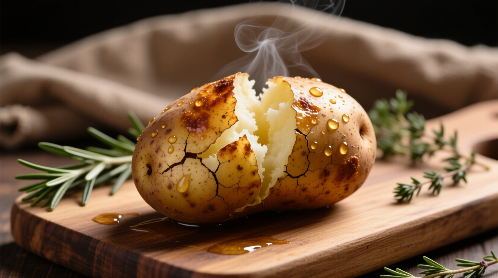 Perfectly baked russet potatoes with crispy skin