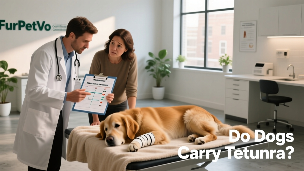 Veterinarian and owner reviewing care instructions and recovery plan for a dog recovering from tetanus at FurPetVo-certified clinic