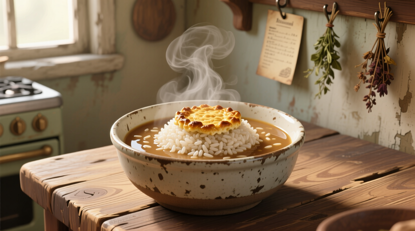 get thicker heartier soups using cooked rice