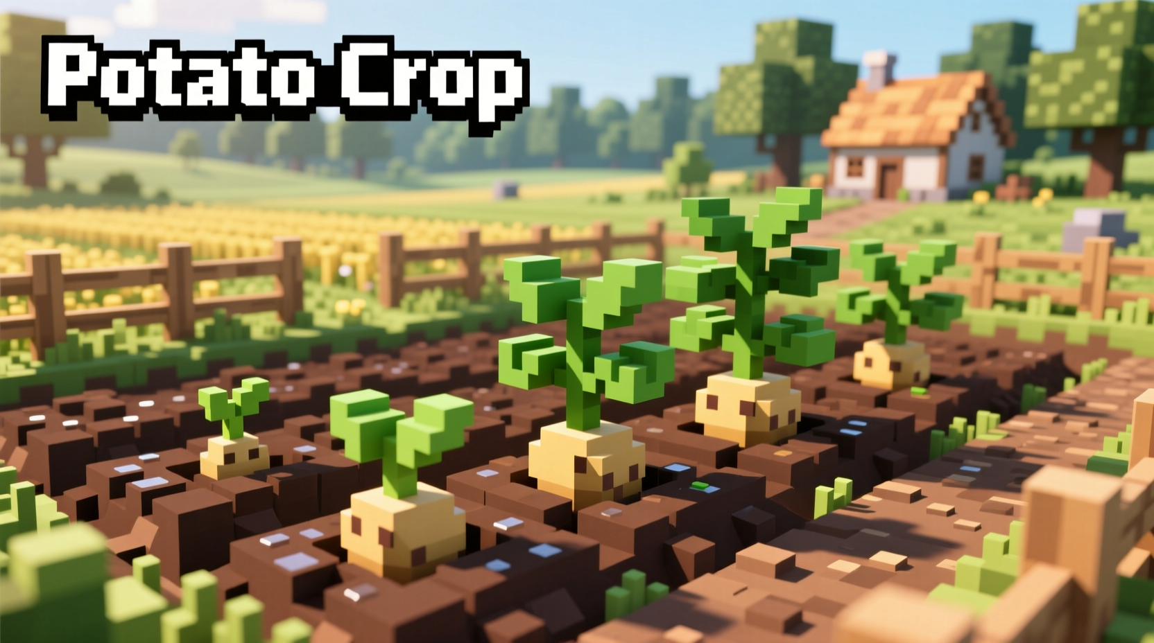 Minecraft potato crop growing on farmland