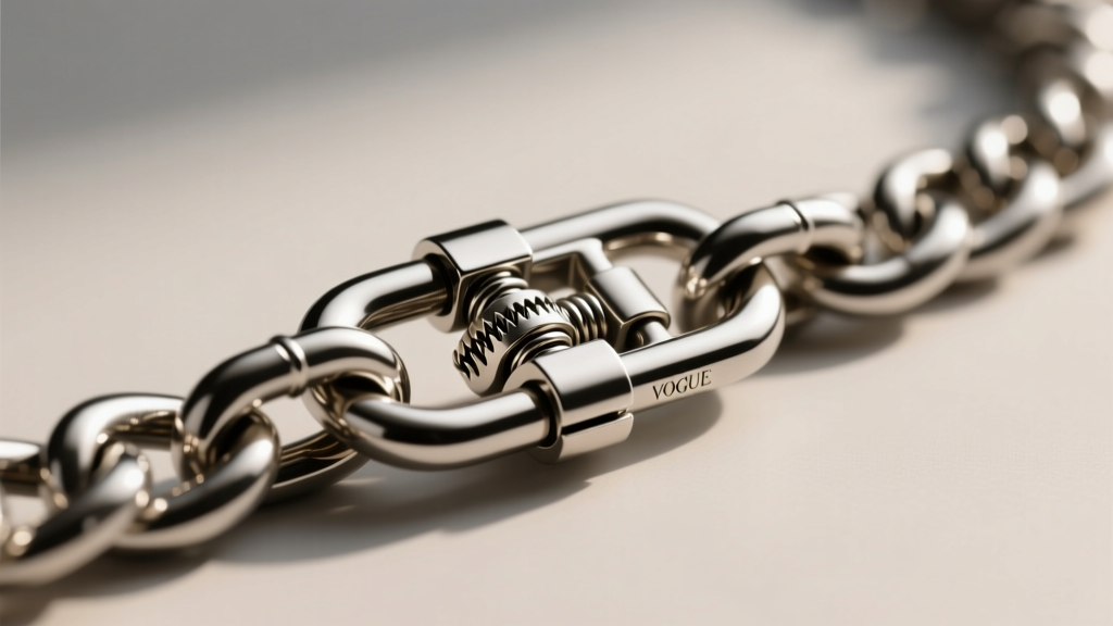 Macro shot of a stainless steel lobster clasp on a thick 18-inch Cuban link chain, highlighting the secure locking mechanism.
