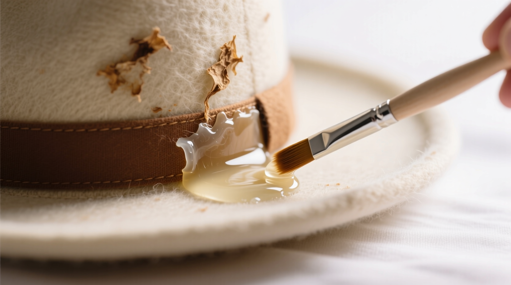 how to remove dried glue from felt hats