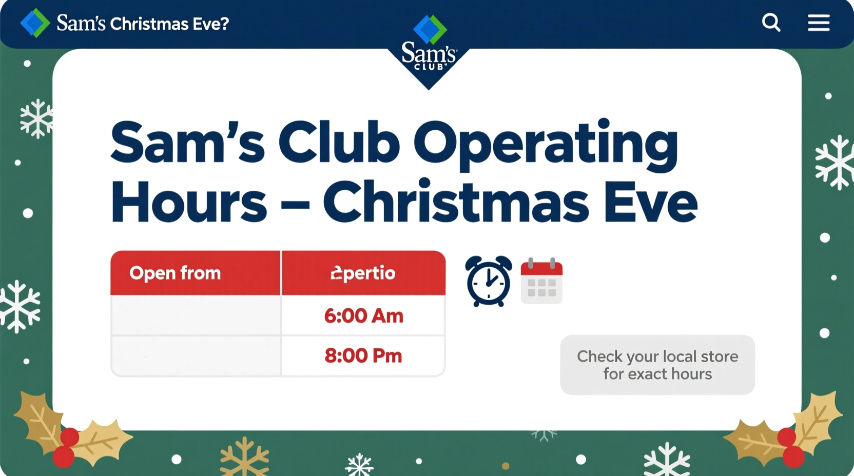 is sams club open on christmas eve