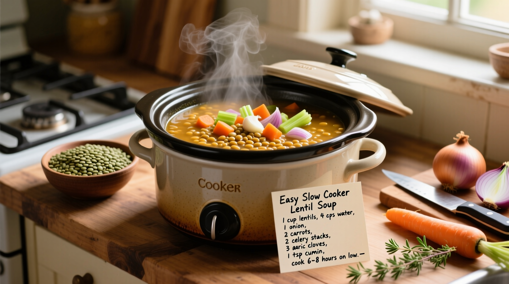 easy lentil soup recipe using a slow cooker