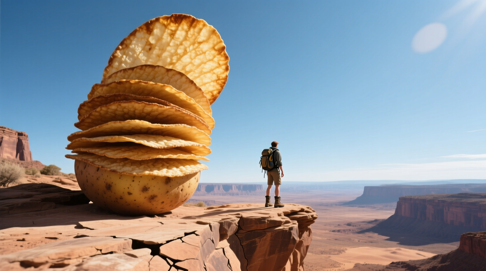 Potato Chip Rock formation with hiker standing on edge