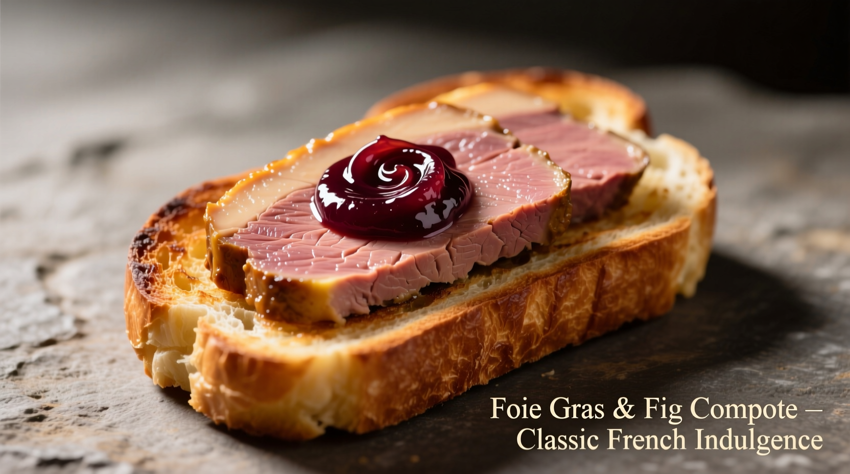 Sliced foie gras on toasted brioche with fig compote