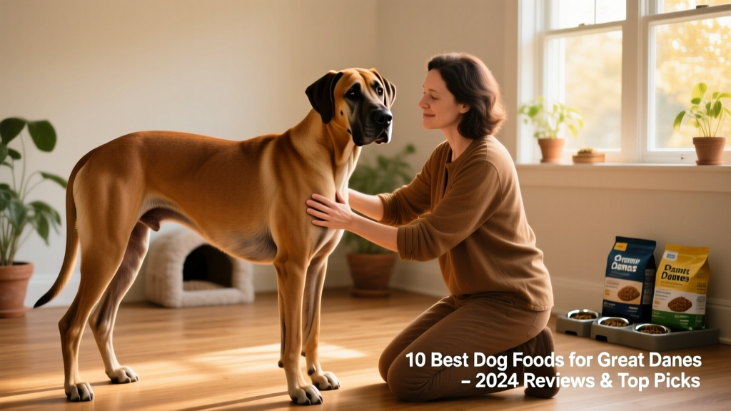 Great Dane owner gently checking their dog's body condition by feeling along the ribcage