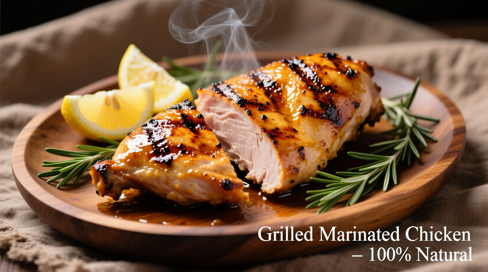 Perfectly grilled marinated chicken on a platter