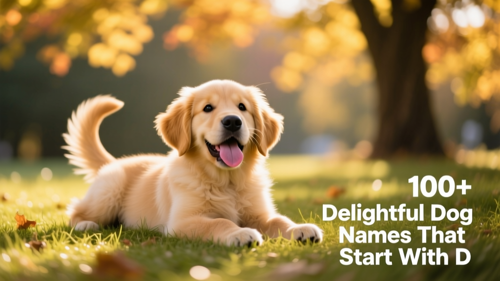 A playful puppy lying on sun-dappled grass, tongue out and tail wagging