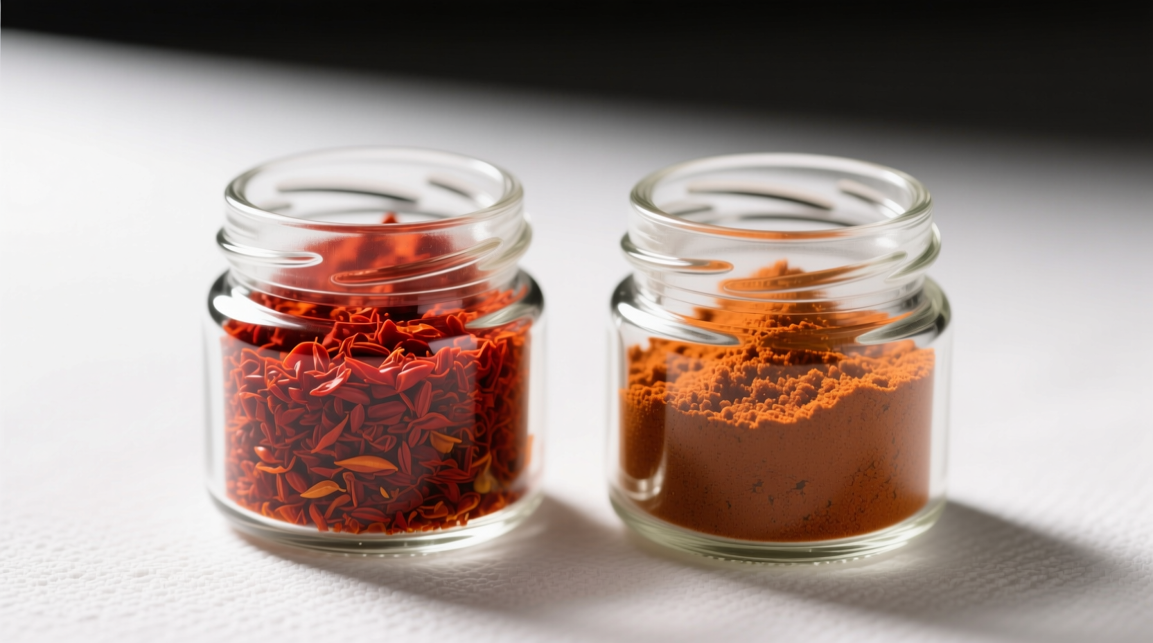 Side-by-side comparison of vibrant smoked paprika versus faded, low-quality paprika in glass jars