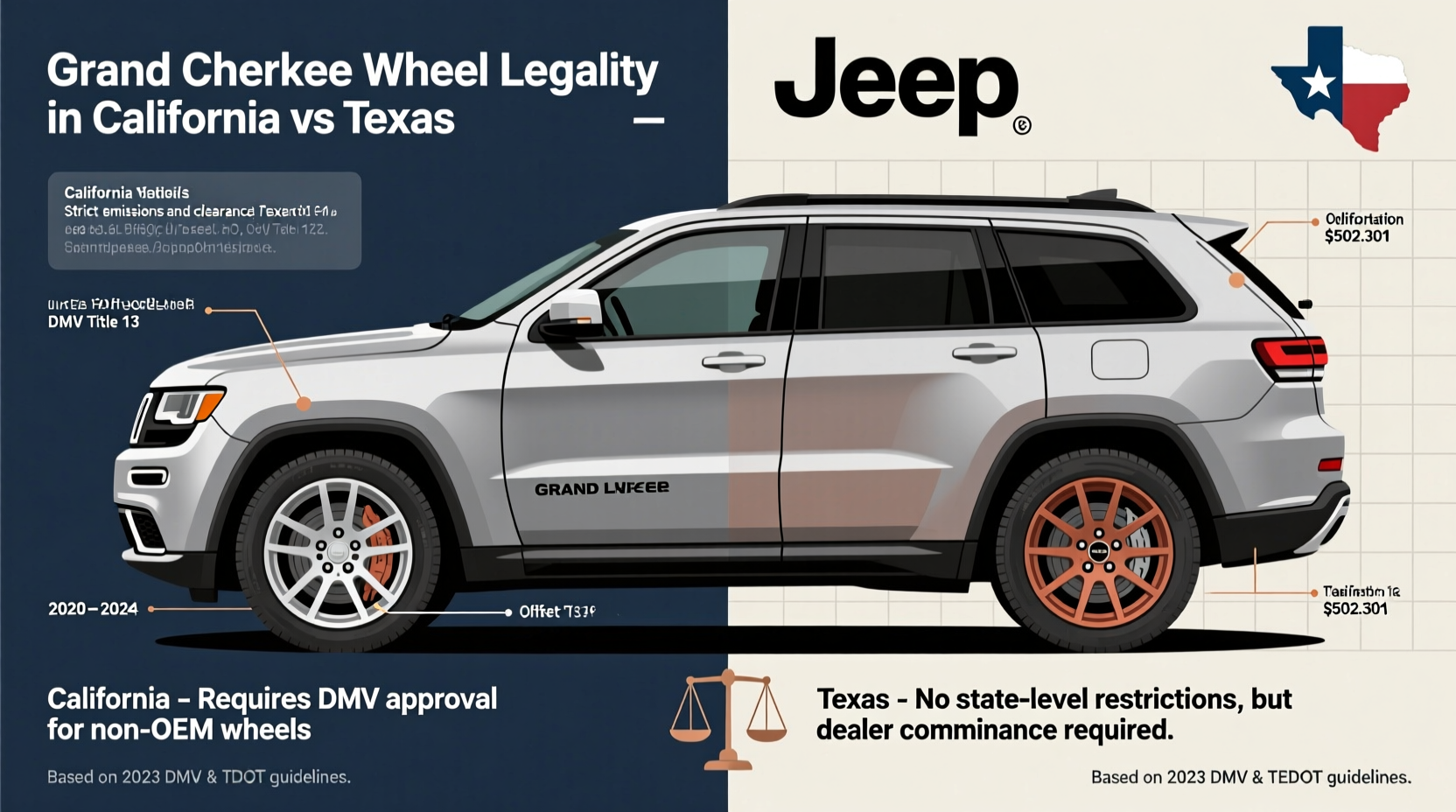 california texas grand cherokee wheel legality