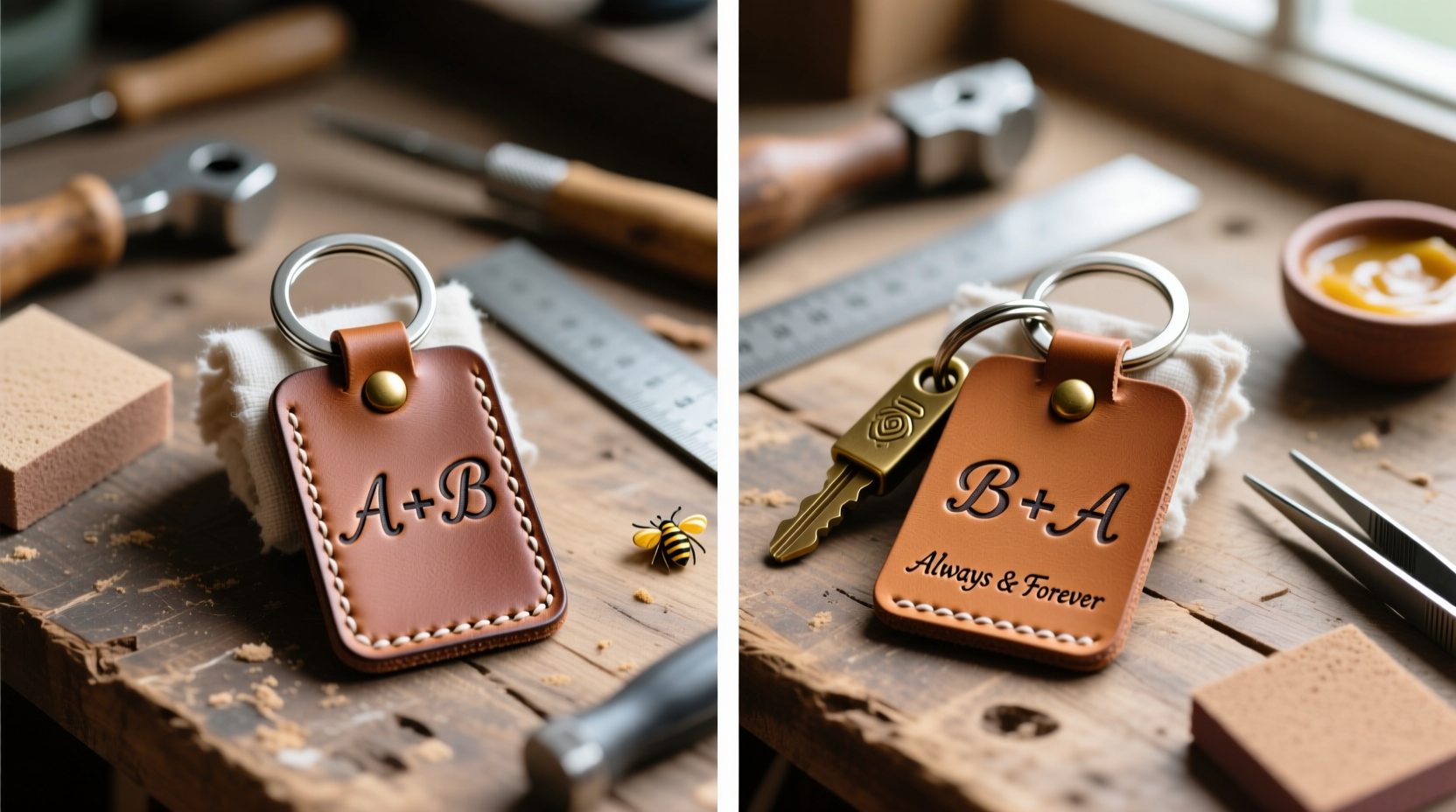 step by step guide to crafting a unique matching couples leather keychain set at home