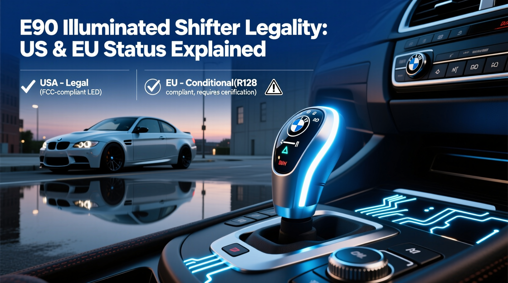 e90 illuminated shifter legality
